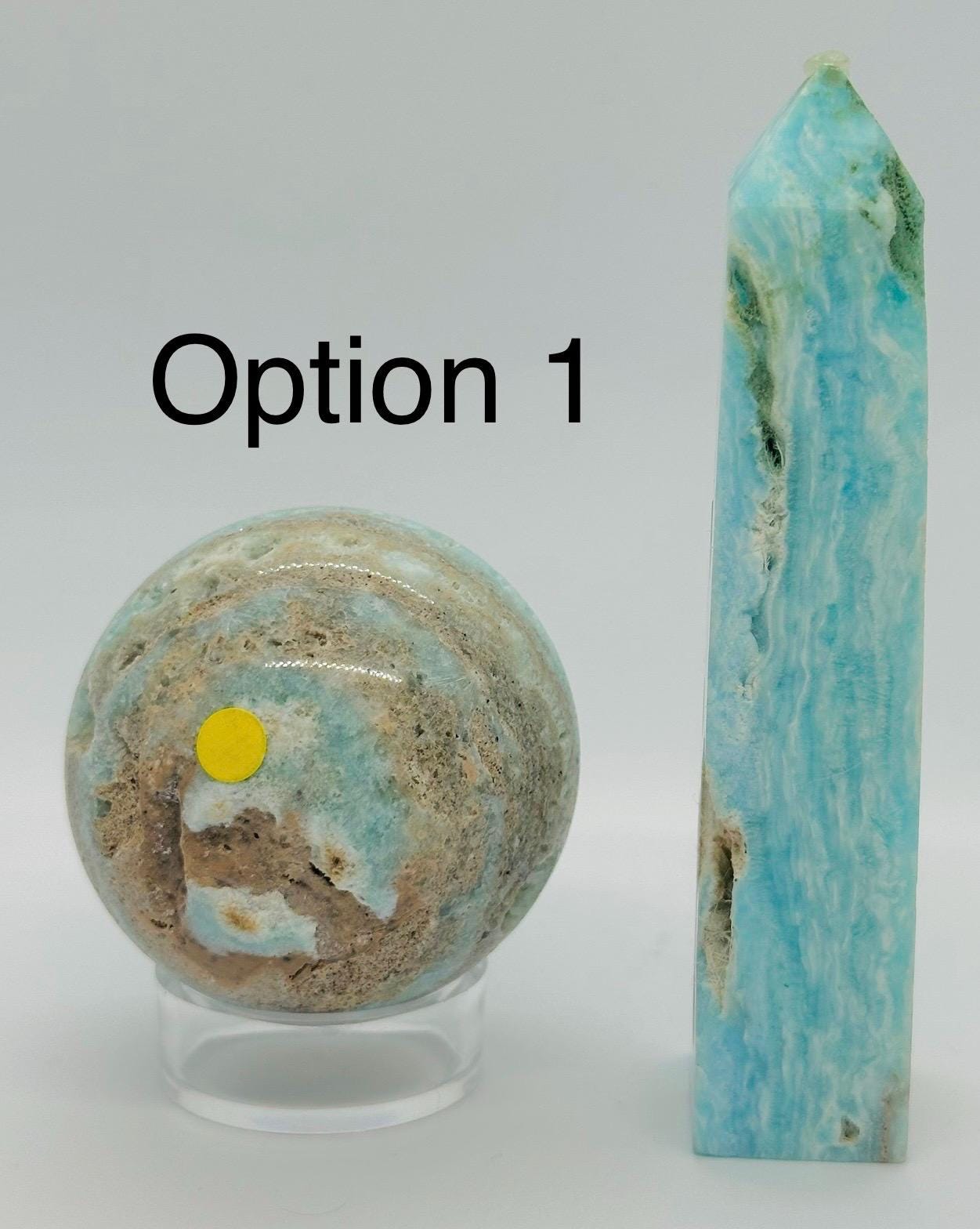 Blue Hemimorphite Crystal Set - Sphere & Tower Duo