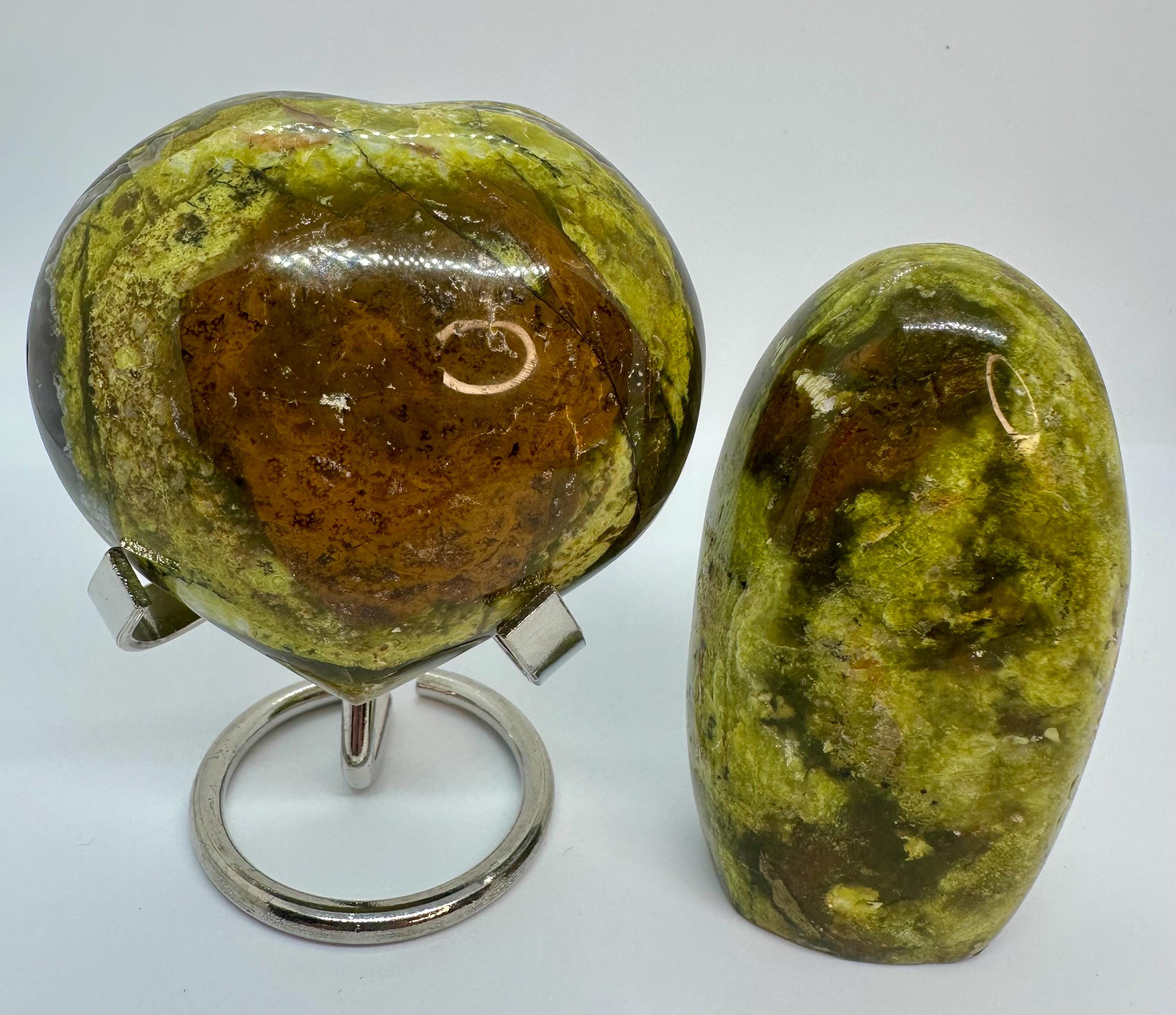 Green Opal Puffy Heart & Free Form Set from Madagascar