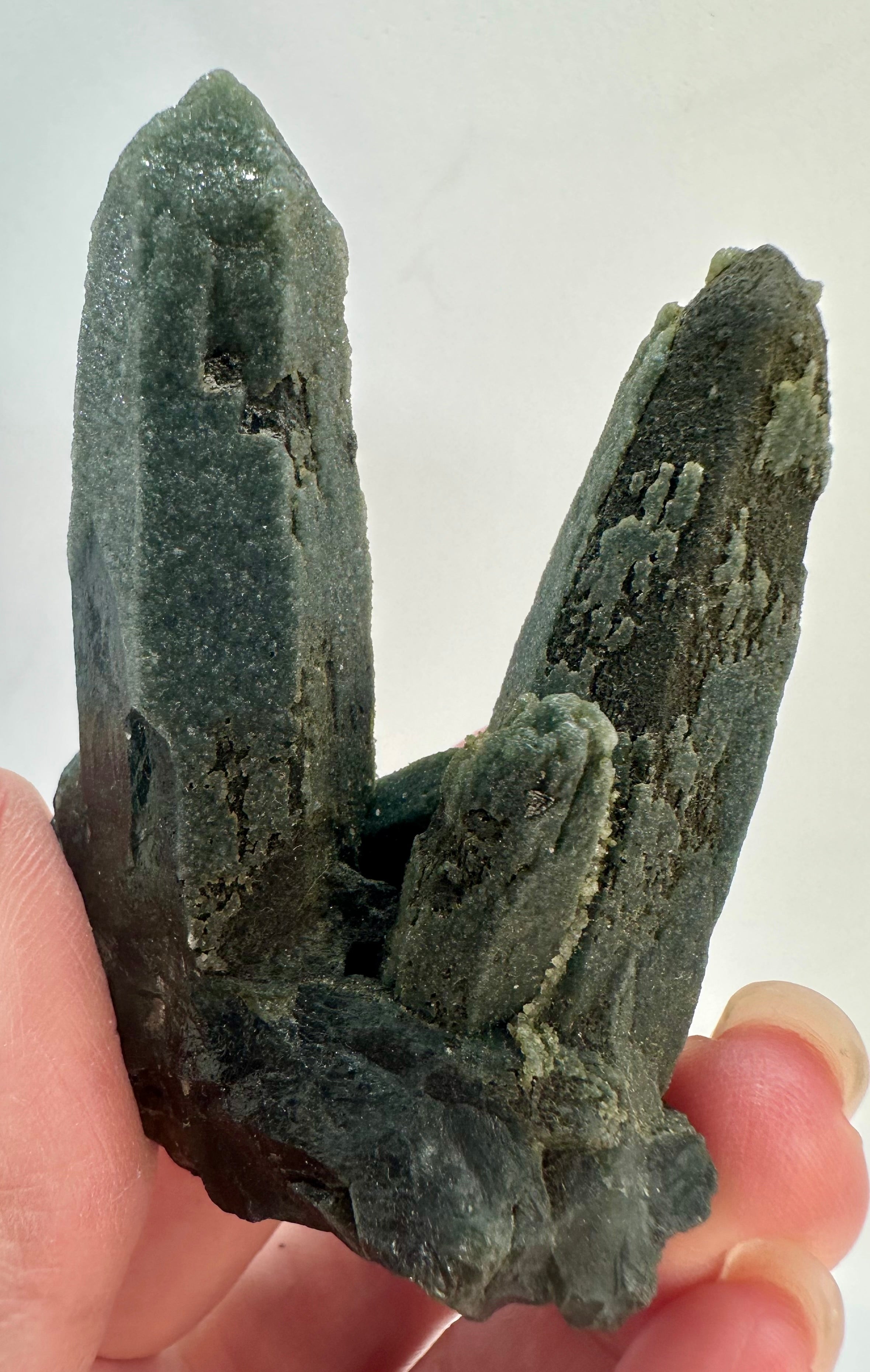 Green Actinolite Twin Point Cluster from Inner Mongolia