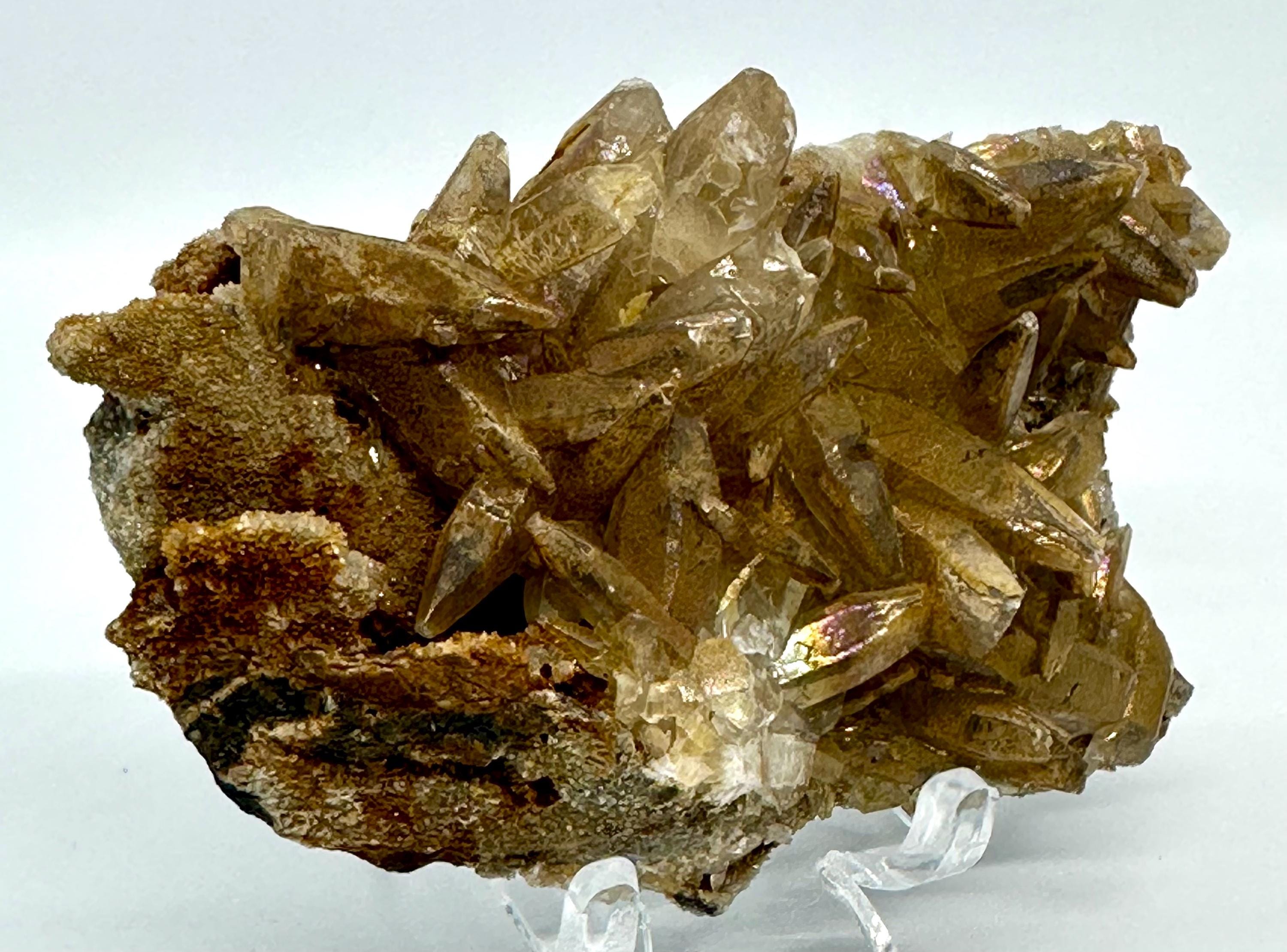 92 Grams Iridescent Dogtooth Calcite Cluster from South Africa