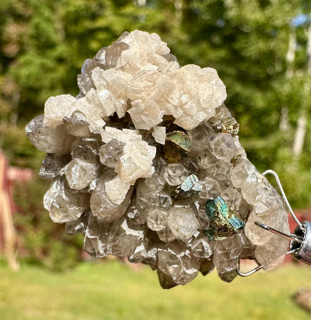 22 Grams Smoky Rare Columnar Calcite with Dolomite & Chalcopyrite from Guangxi, China