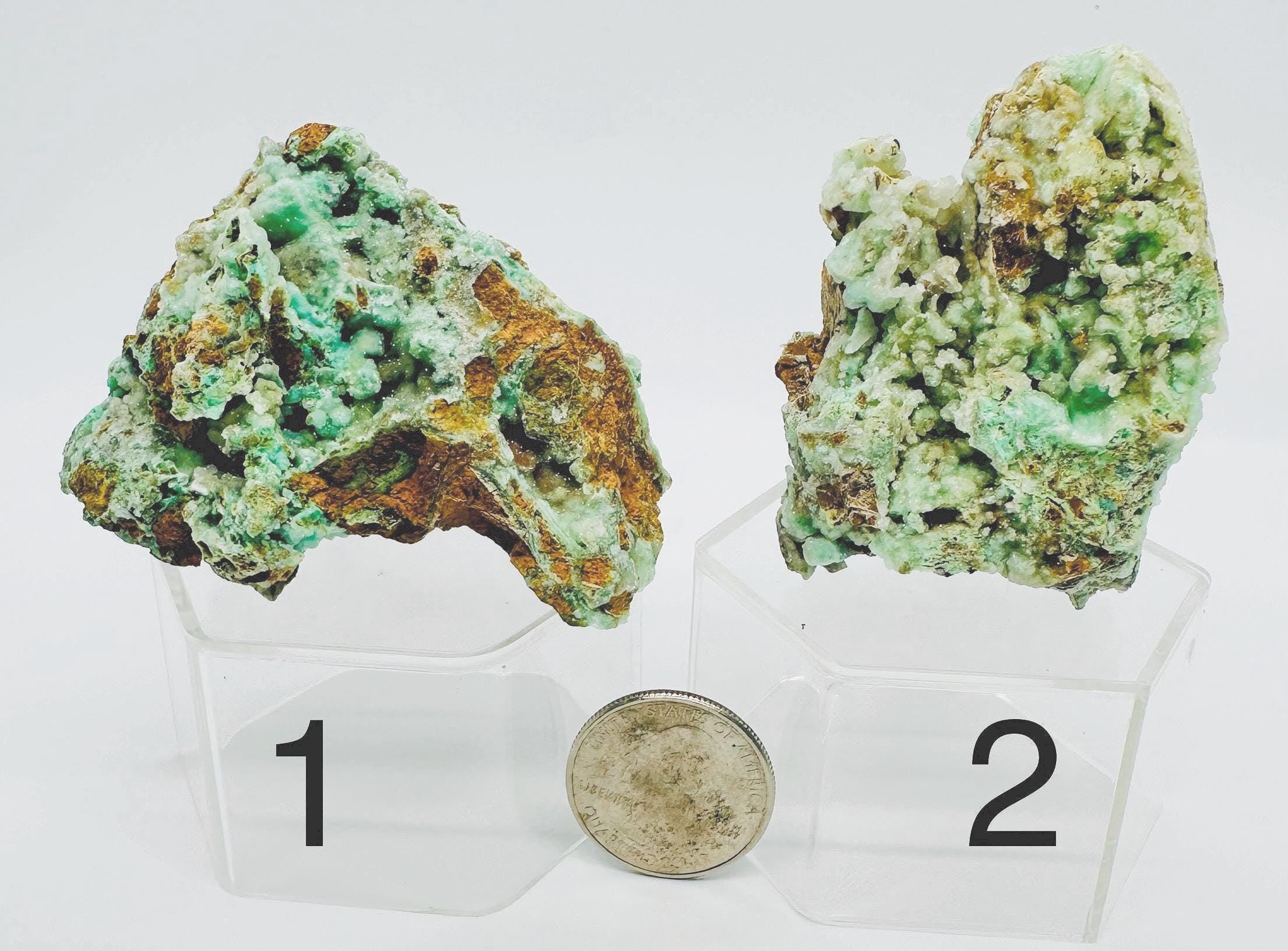 Minty Dream: Raw Druzy Chrysoprase in Matrix – Sparkling Natural Beauty & Heart Healing!
