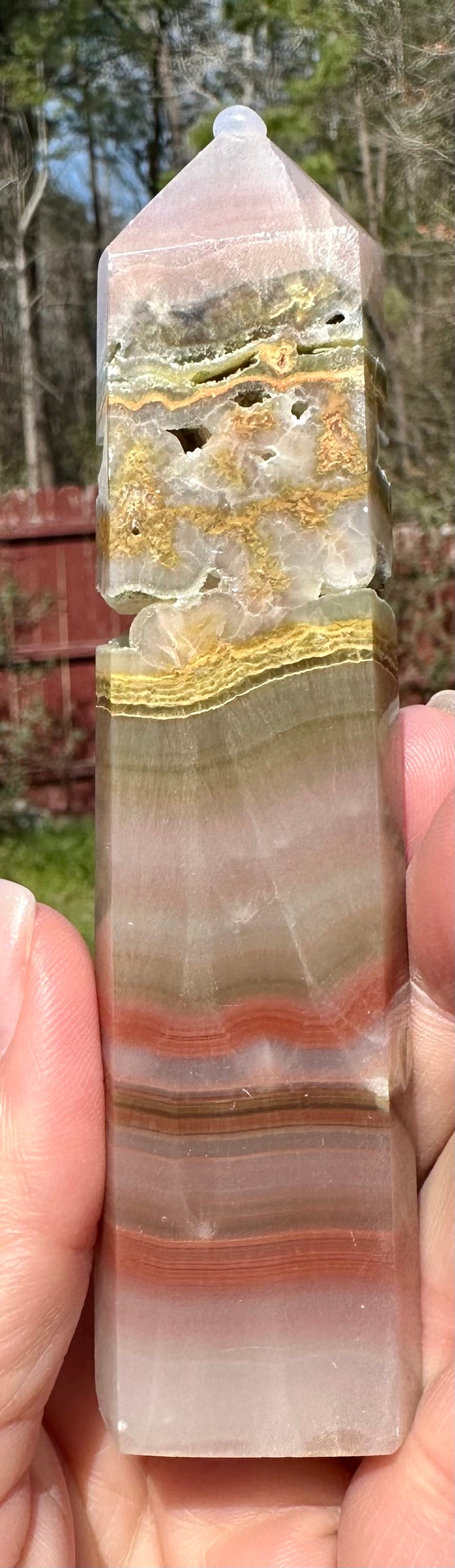 Pink Banded Calcite Sphere and Tower Set, Pakistan