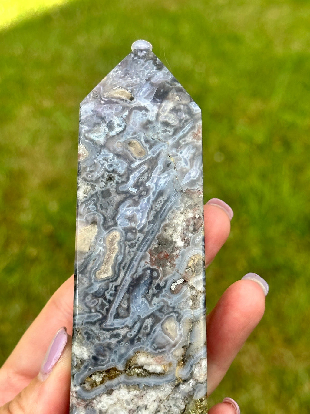 514 Grams Unique and Beautiful Purple Crazy Lace Agate Tower