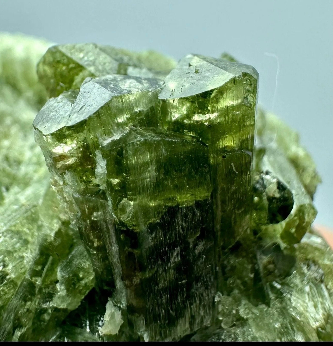 65 Grams (325 cts) very rare Green Tashmarine Diopside Crystals Cluster from Afghanistan.