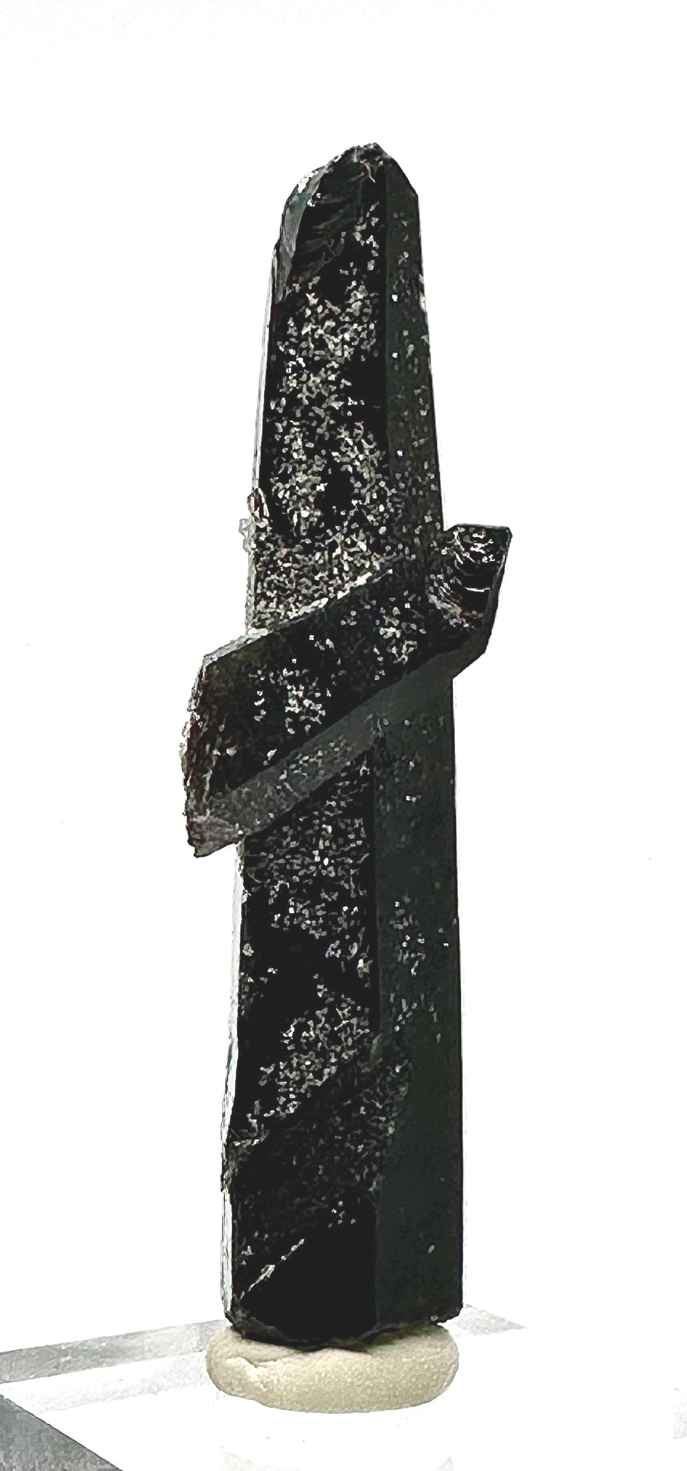 32 Grams Natural Lustrous Black Quartz with Intergrown Crystal and Sugary Zoning from Cristalina, Goiás, Brazil