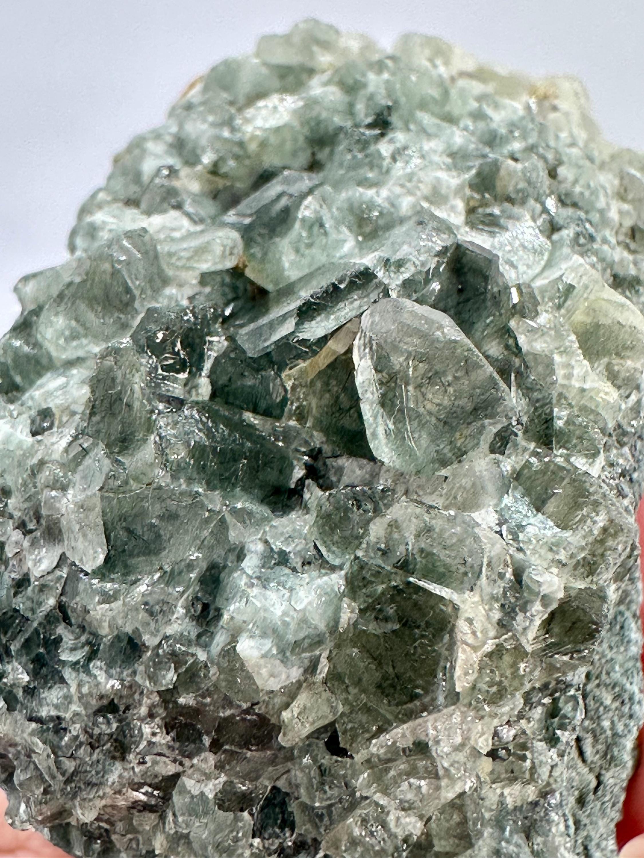 139 Grams Fluorapatite Cluster with Actinolite Inclusions on Host Rock from Hunza Valley, Gilgit-Baltistan, Pakistan