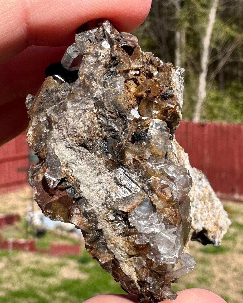 70 Grams Brown siderite with an uncommon needle tabby like quartz points formation