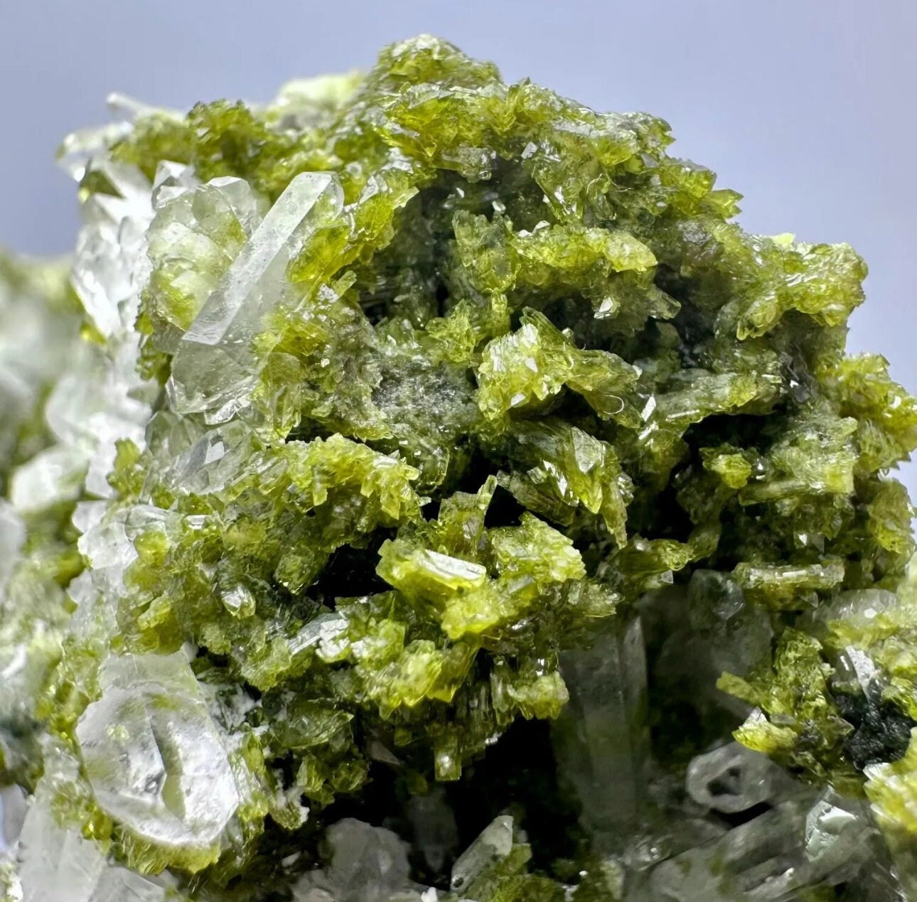 90 Grams Green Epidote  with a Needle Quartz Bunch from Pakistan