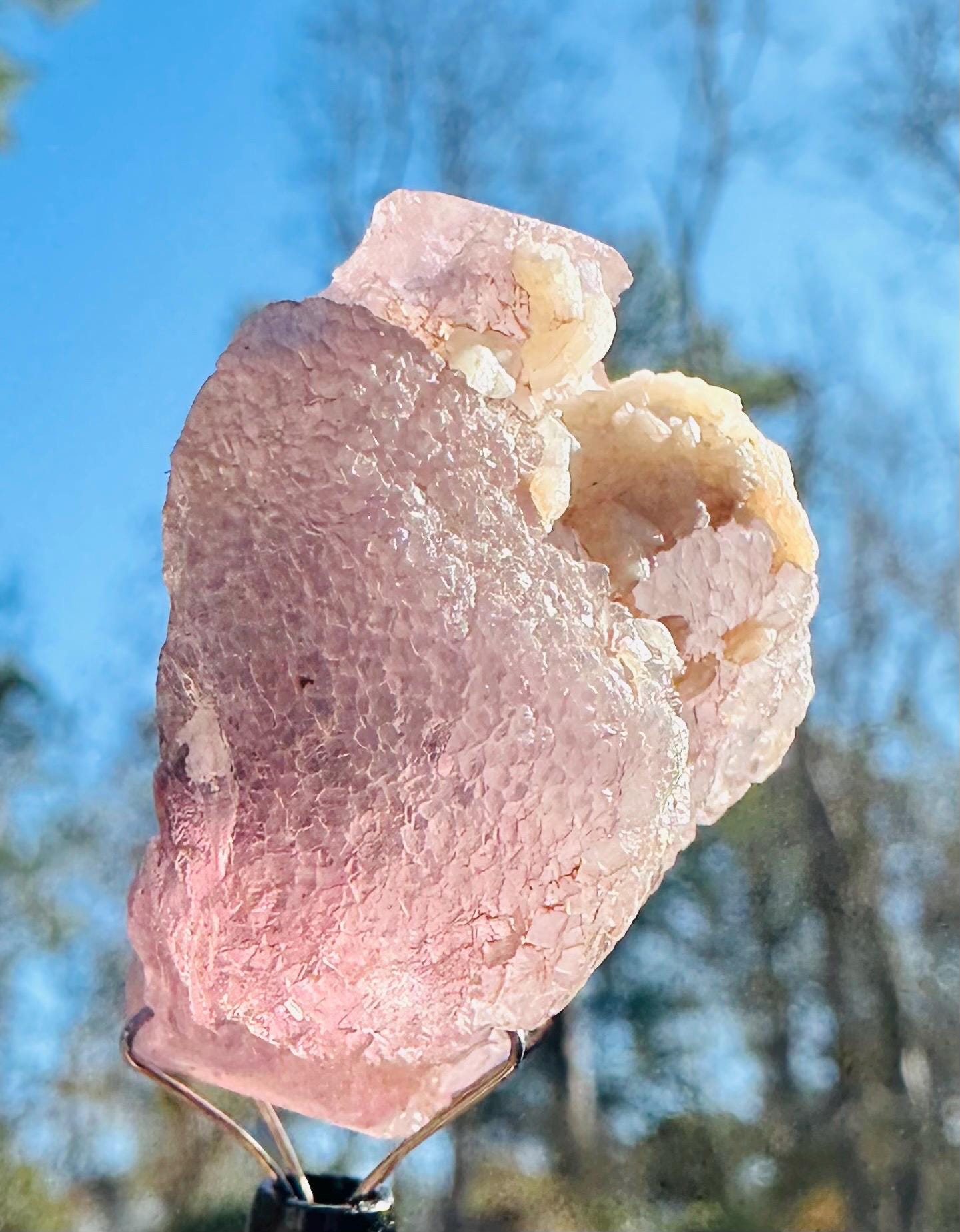 35 Grams Light Pink Botryoidal Fluorite with Calcite