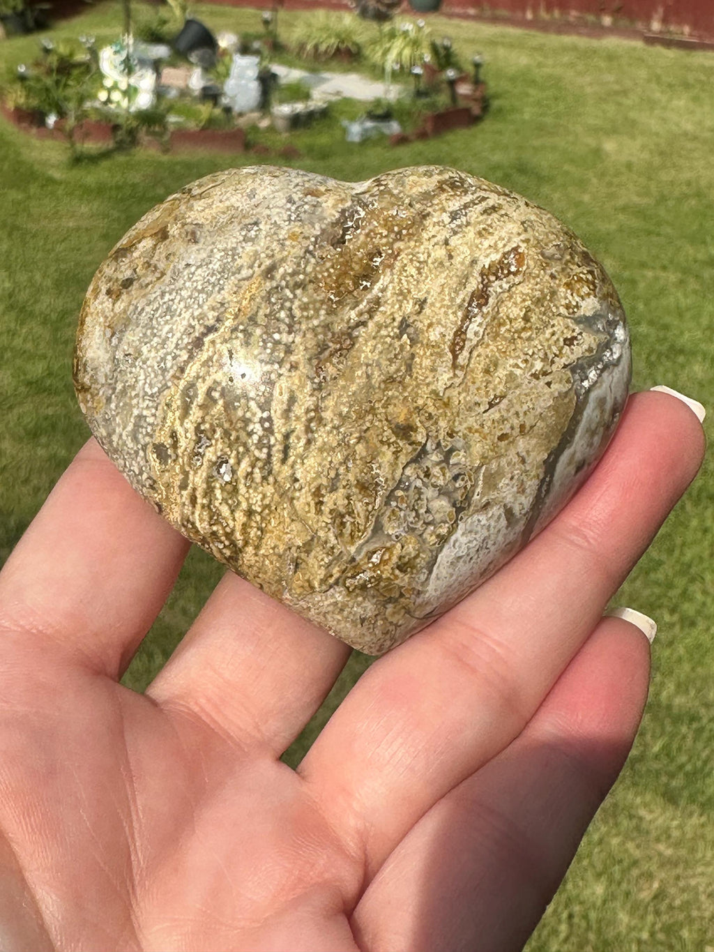 184 Grams of Multi Pattern Ocean Jasper Puffy Heart from Madagascar