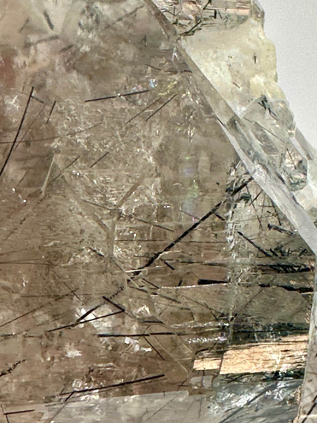 Magnesio-Riebeckite Included Smoky Quartz with Rainbows Point, Sagi Mountain