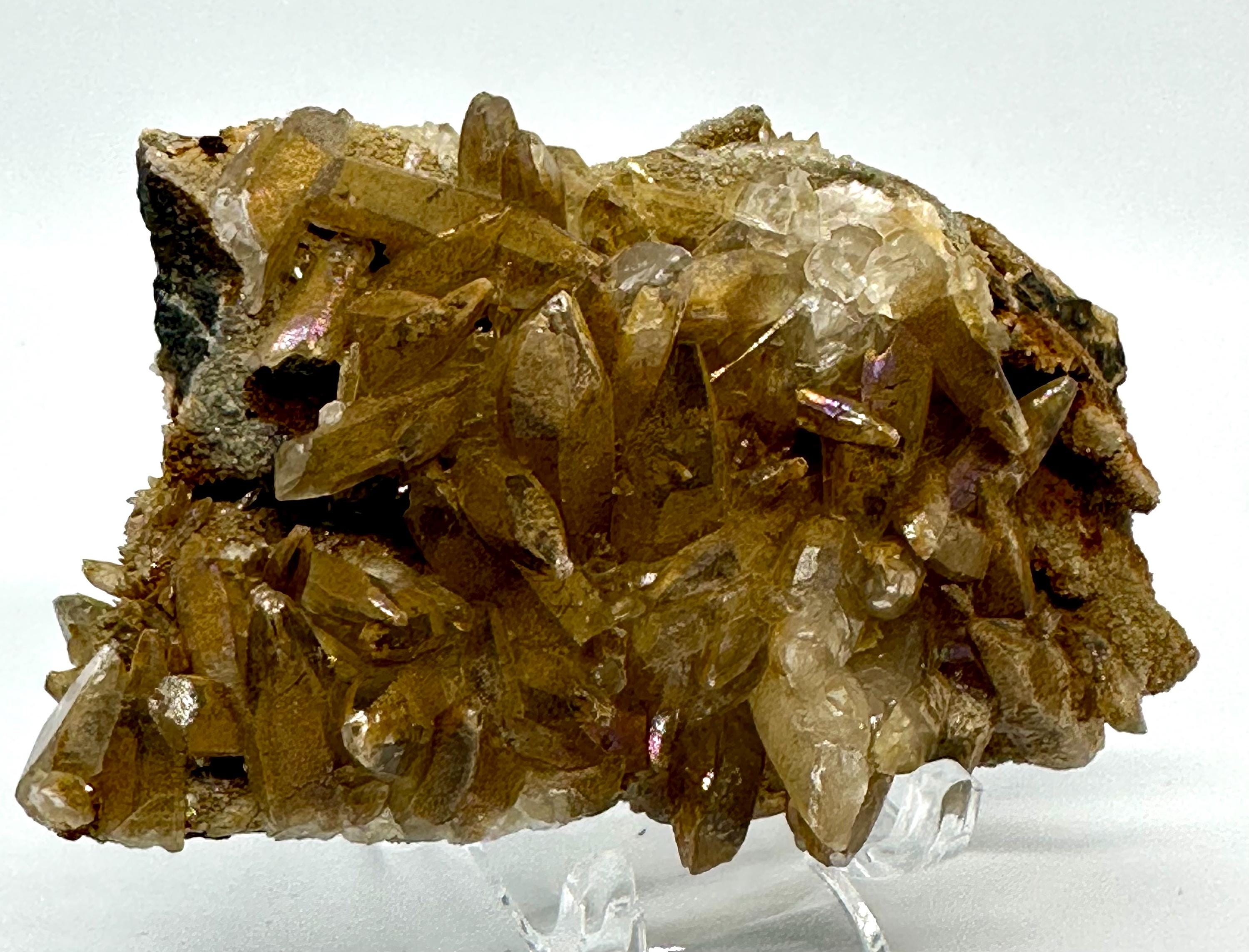 92 Grams Iridescent Dogtooth Calcite Cluster from South Africa