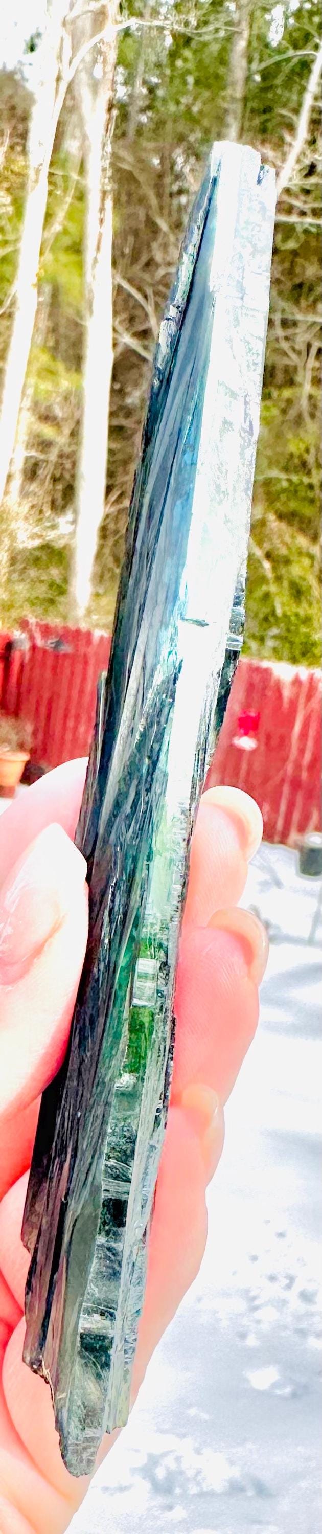 Vivianite Spear — Bright Green & Blue Radiance on Custom Acrylic Stand from Bolivia