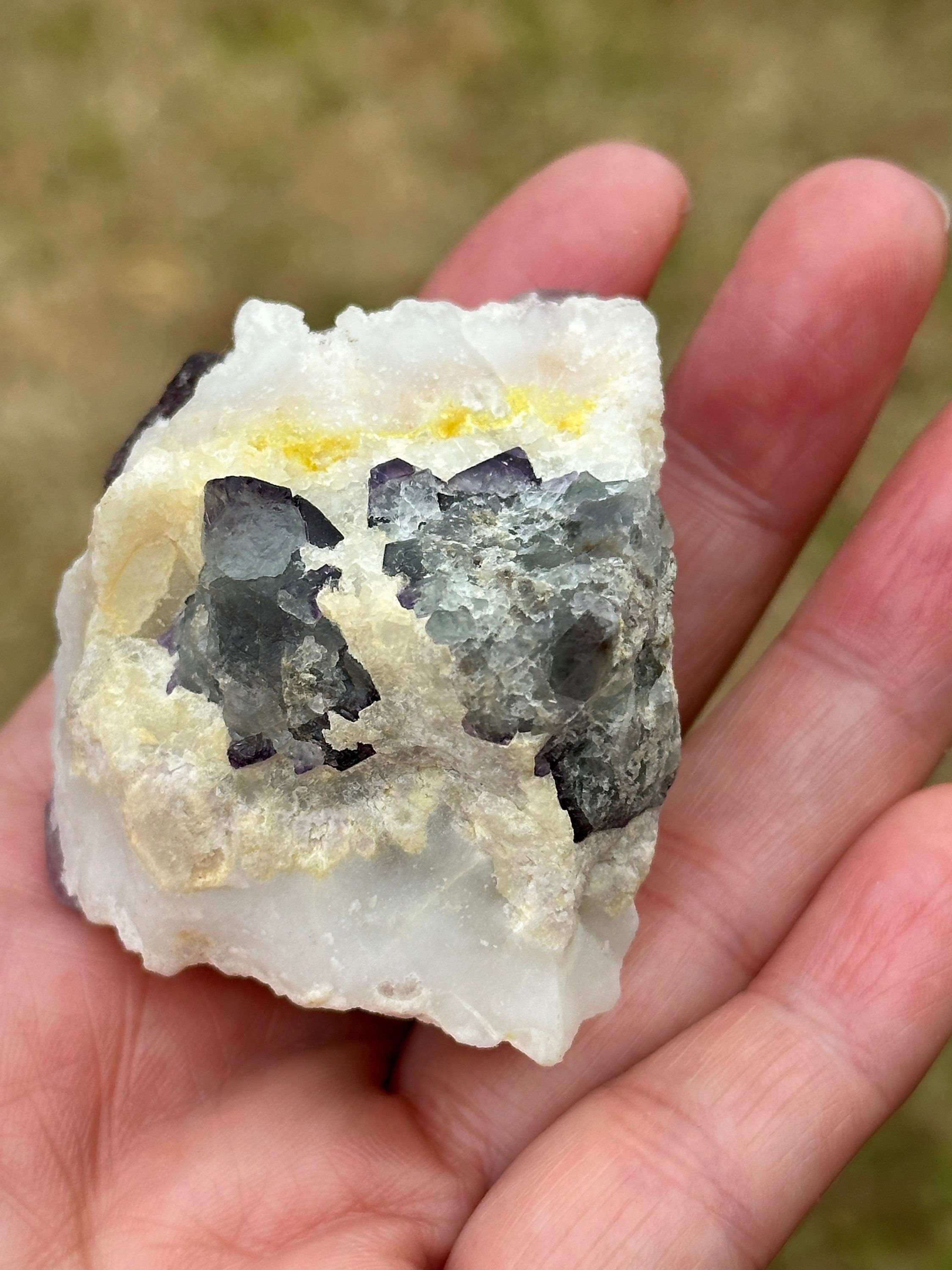Rare Chamfered Purple Fluorite or Permutahedron Fluorite Specimens in a Quartizide Matrix