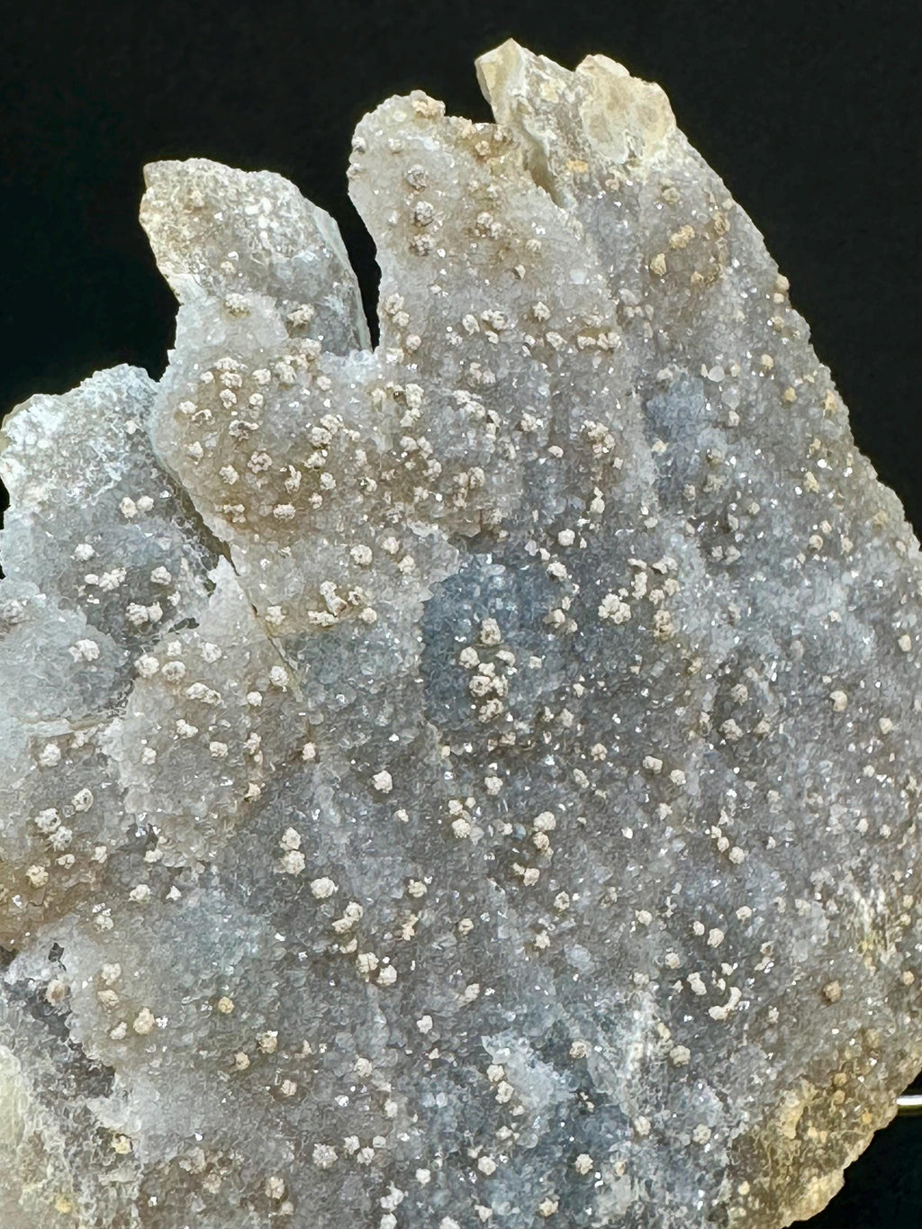 121 grams Drusy Blue‑Grey Chalcedony Slab with Barite “Stars” from Brazil