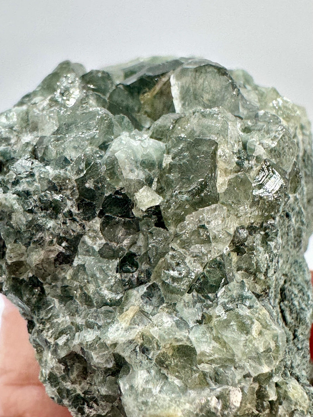 139 Grams Fluorapatite Cluster with Actinolite Inclusions on Host Rock from Hunza Valley, Gilgit-Baltistan, Pakistan