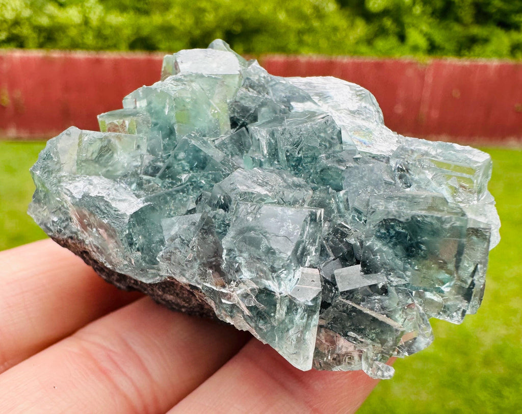 78 Grams Light Transparent Green Cubic Fluorite Mini Cluster: Heart Healer and Focus Stone Embrace