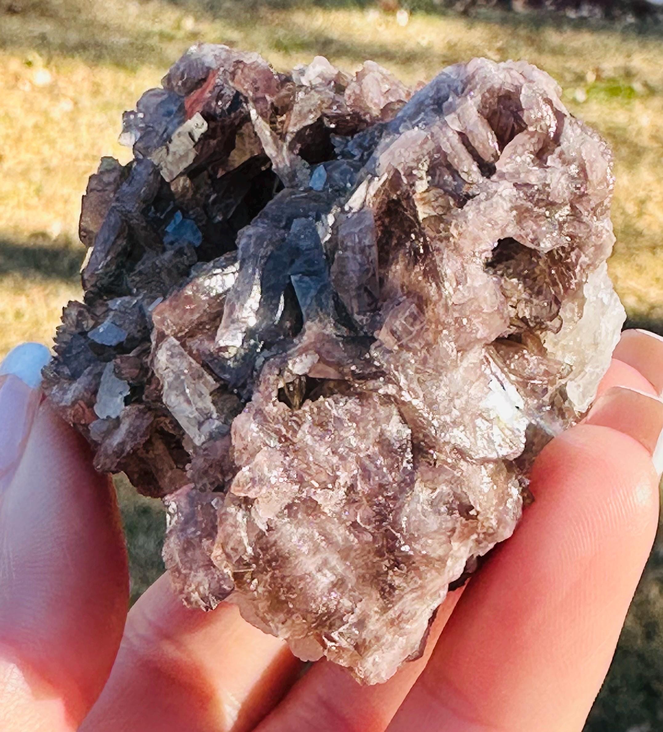 155 grams of Axinite Crystal bunch with Quartz over Epidote matrix from Skardu, Pakistan