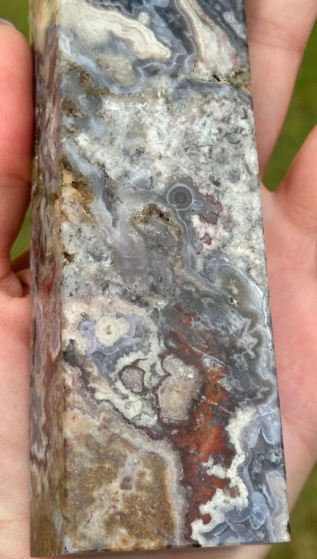 514 Grams Unique and Beautiful Purple Crazy Lace Agate Tower