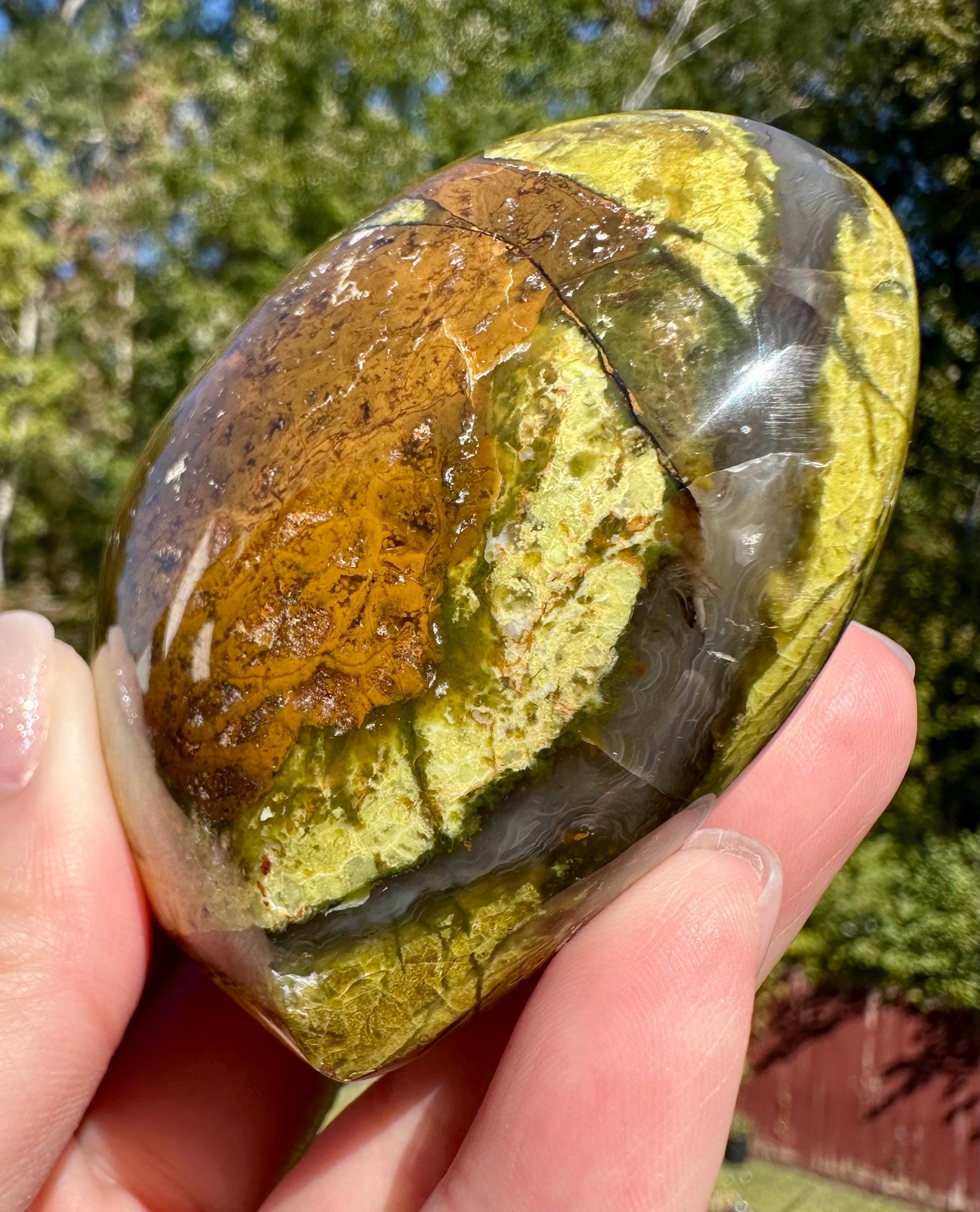 Green Opal Puffy Heart & Free Form Set from Madagascar