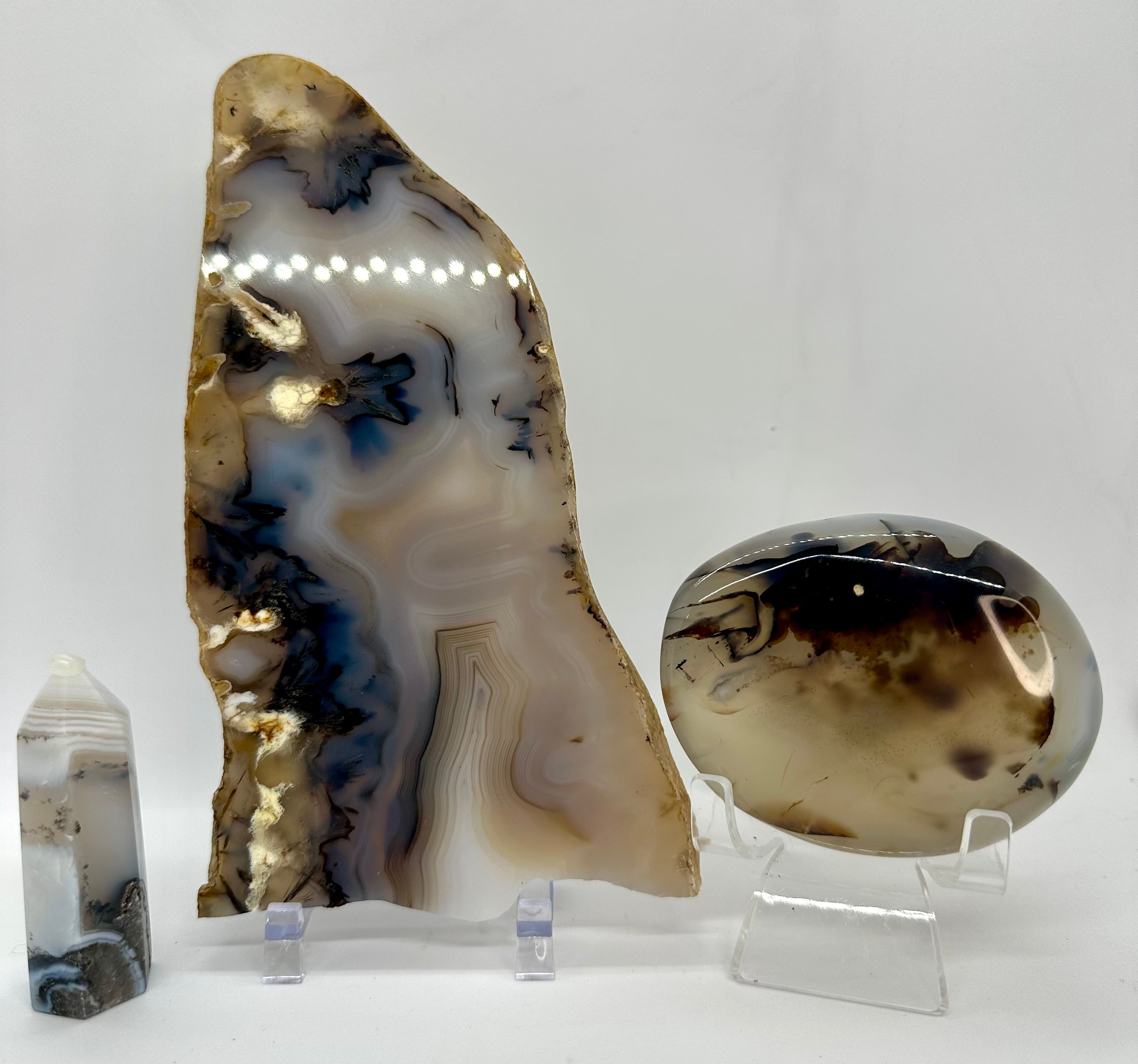 Dendritic Agate Set — Slab, Freeform & Point from Madagascar