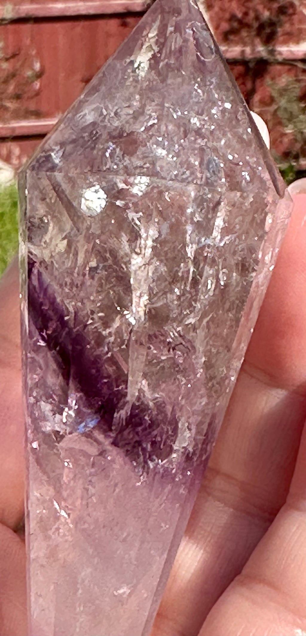 12-Sided Smoky Quartz Vogel Wand – Amethyst Phantom, Rainbows, Brazil