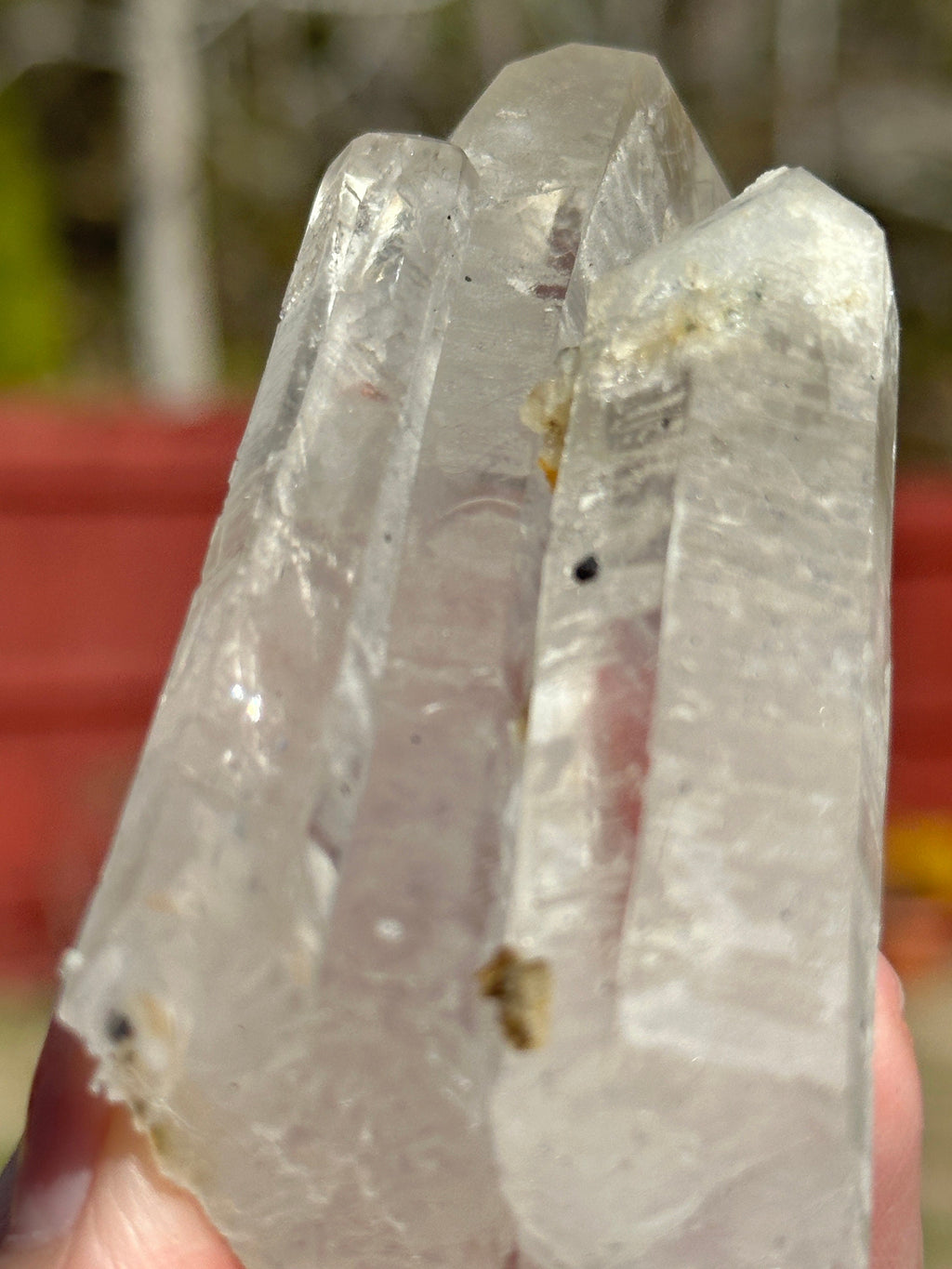 125 Grams Clear Quartz Point with mini Specularite Rosettes