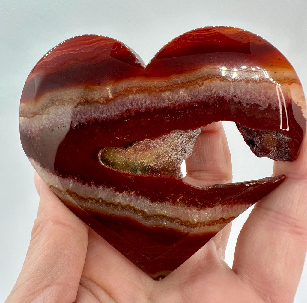 Carnelian Druzy Heart Carving with Bonus Flame