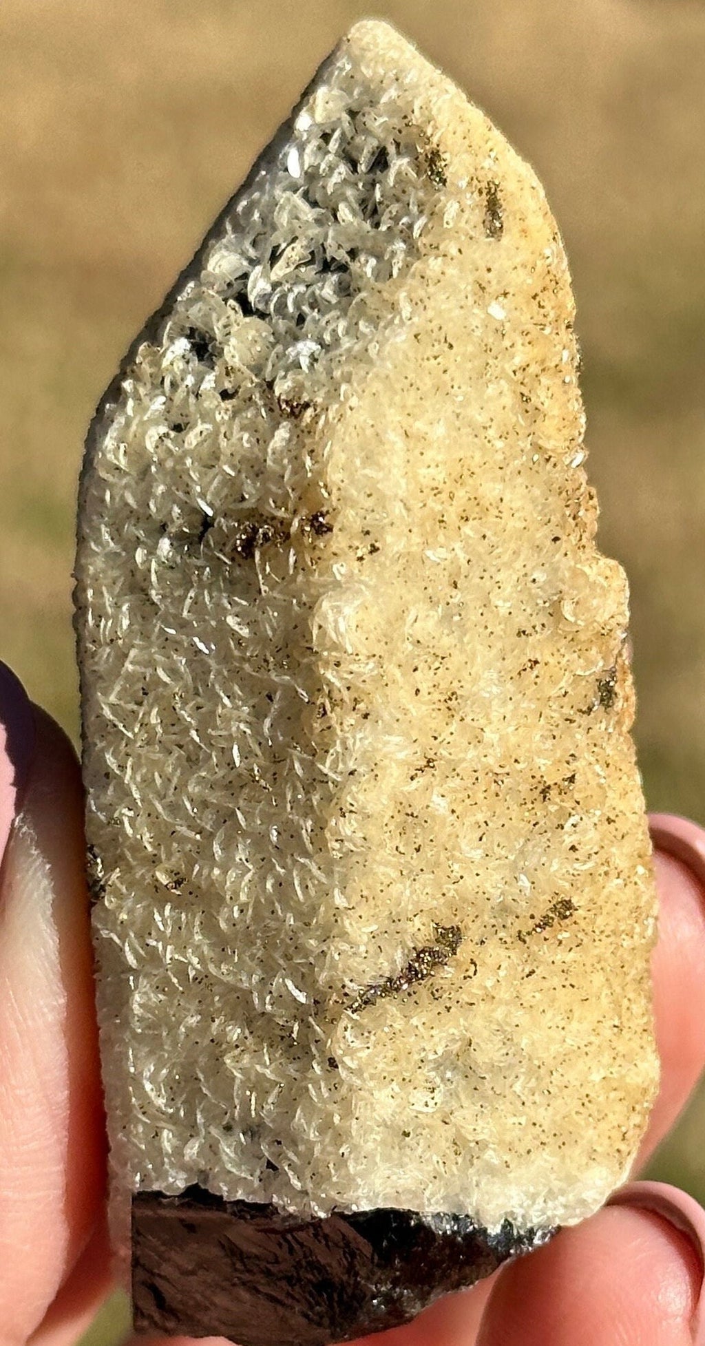 91 Grams Black Morion Quartz covered with Siderite scales and Irrisdecent Chalcopyrite patches