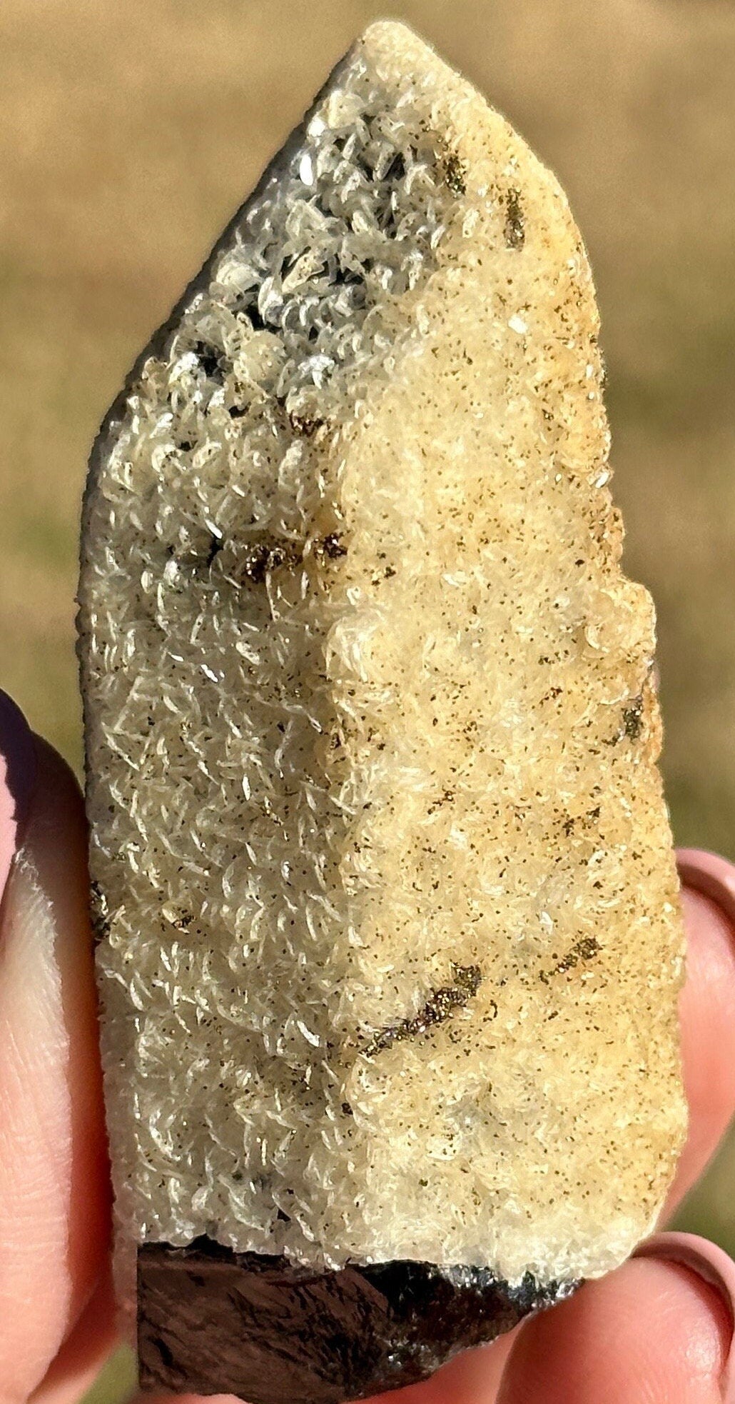 91 Grams Black Morion Quartz covered with Siderite scales and Irrisdecent Chalcopyrite patches
