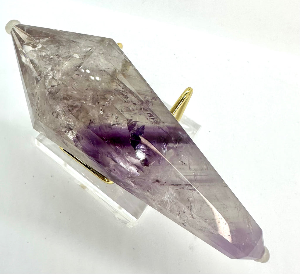 12-Sided Smoky Quartz Vogel Wand – Amethyst Phantom, Rainbows, Brazil