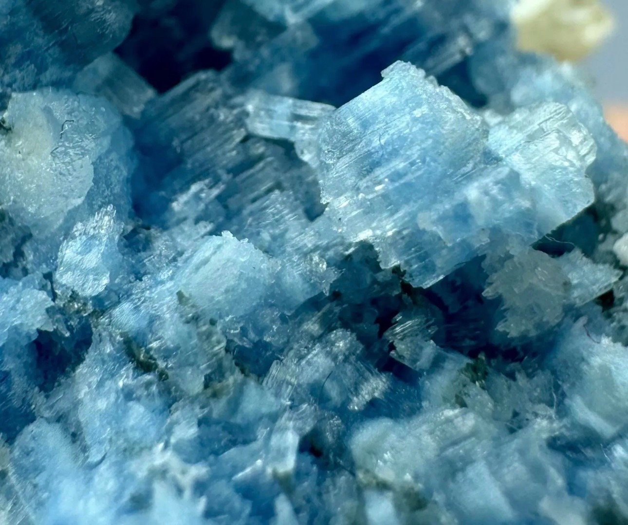 24 Grams / 120 cts Rare Rich Blue Alkali Beryl Crystal Bunch on Albite matrix from Afghanistan