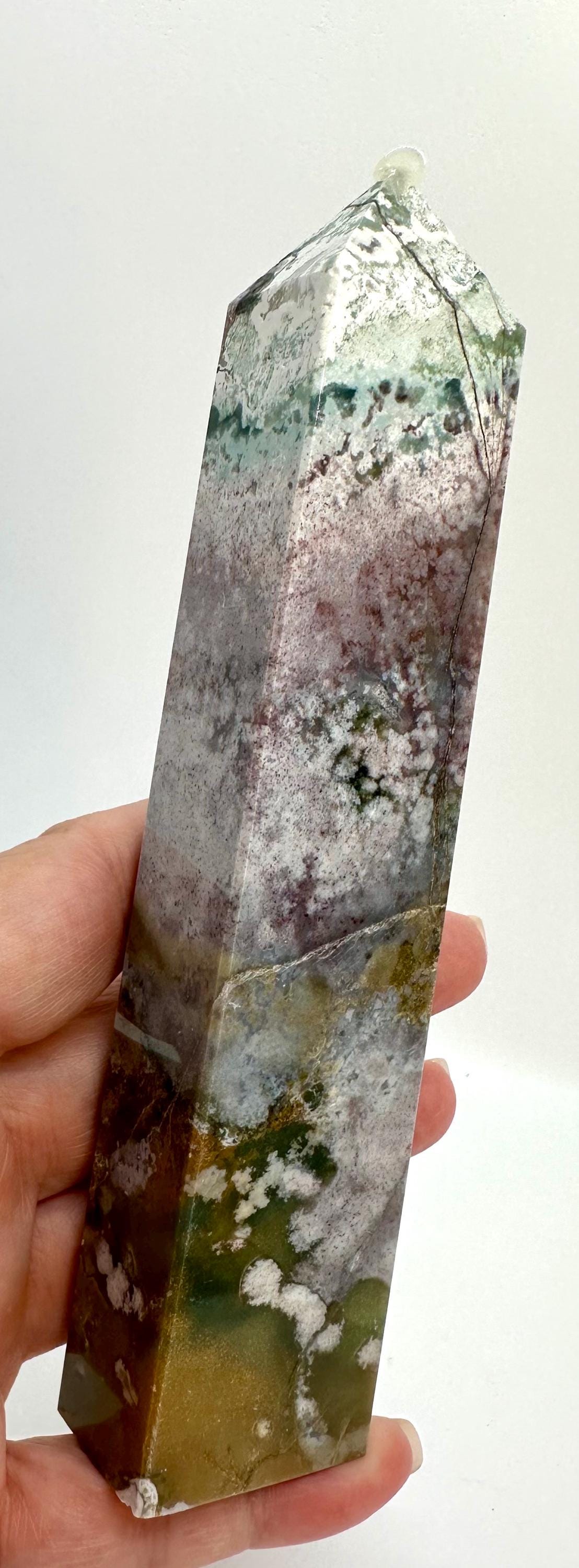 Pastel Colors Ocean Jasper Tower, Radiant Harmony from Madagascar