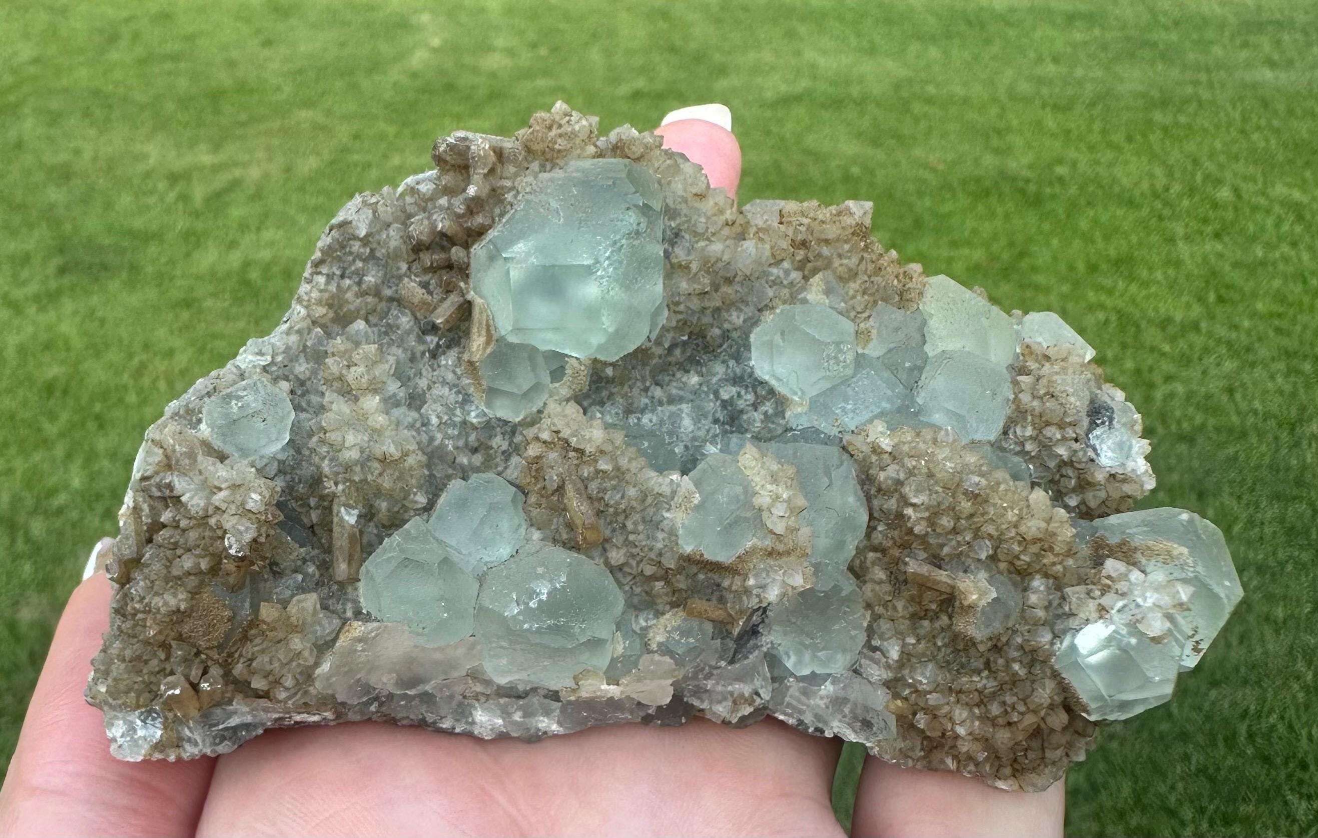 219 Grams Natural Transparent Green Spherical Fluorite Specimen from Xianghualing