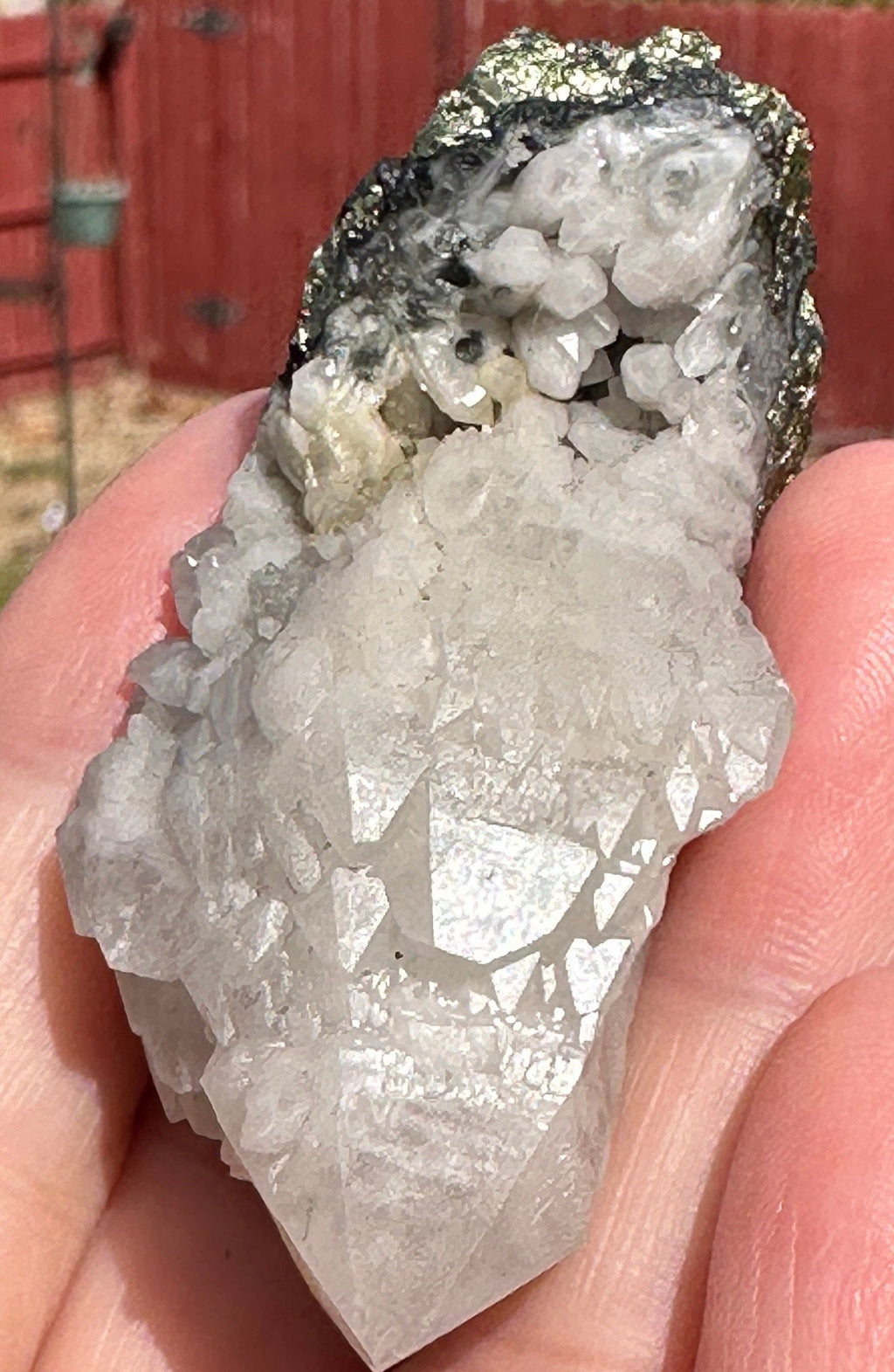 51 Grams Candle Quartz on a Chalcopyrite over Spharelite Matrix from Madagascar