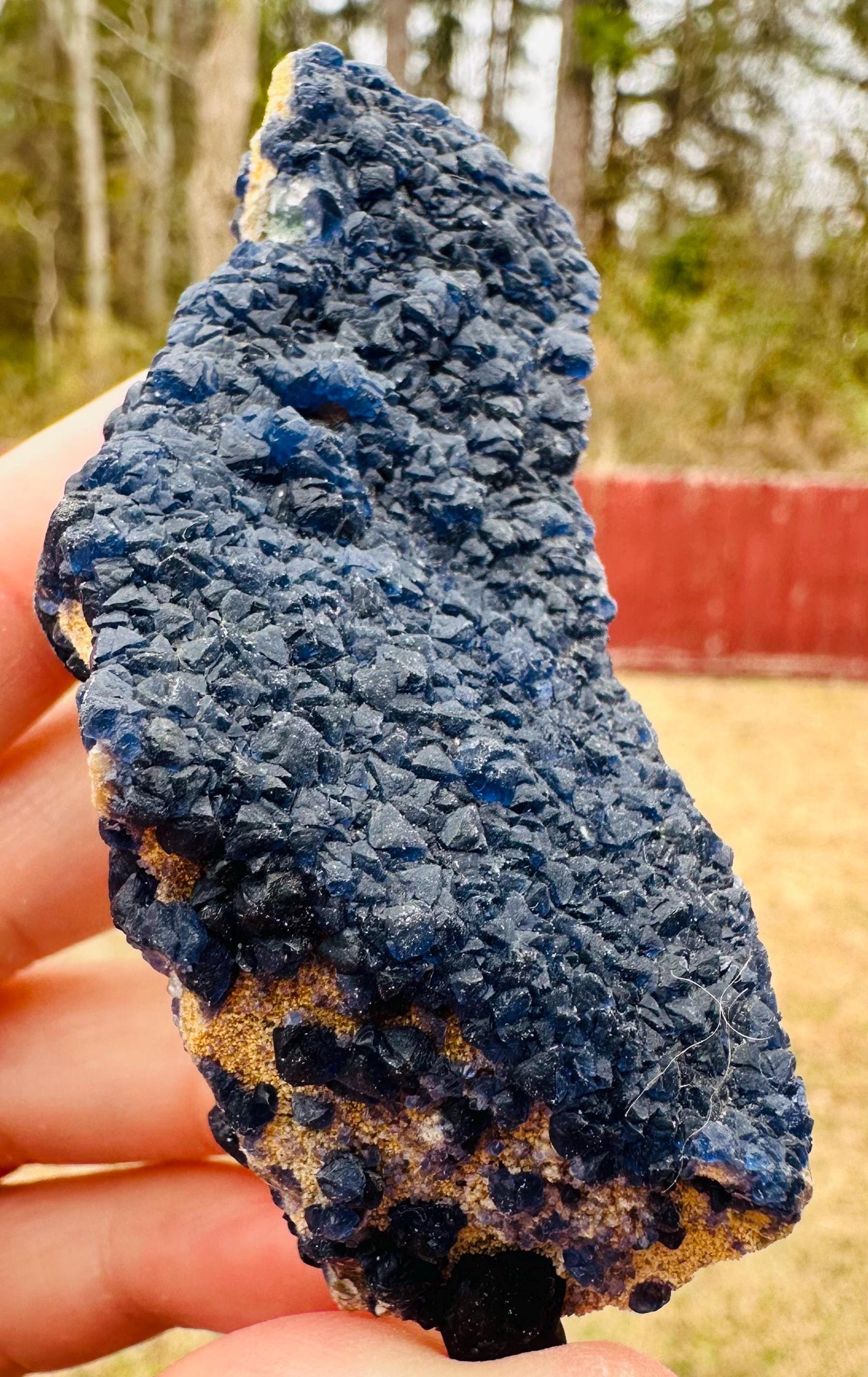 100 Grams Rare Deep Blue Blueberry Fluorite on Matrix from Inner Mongolia