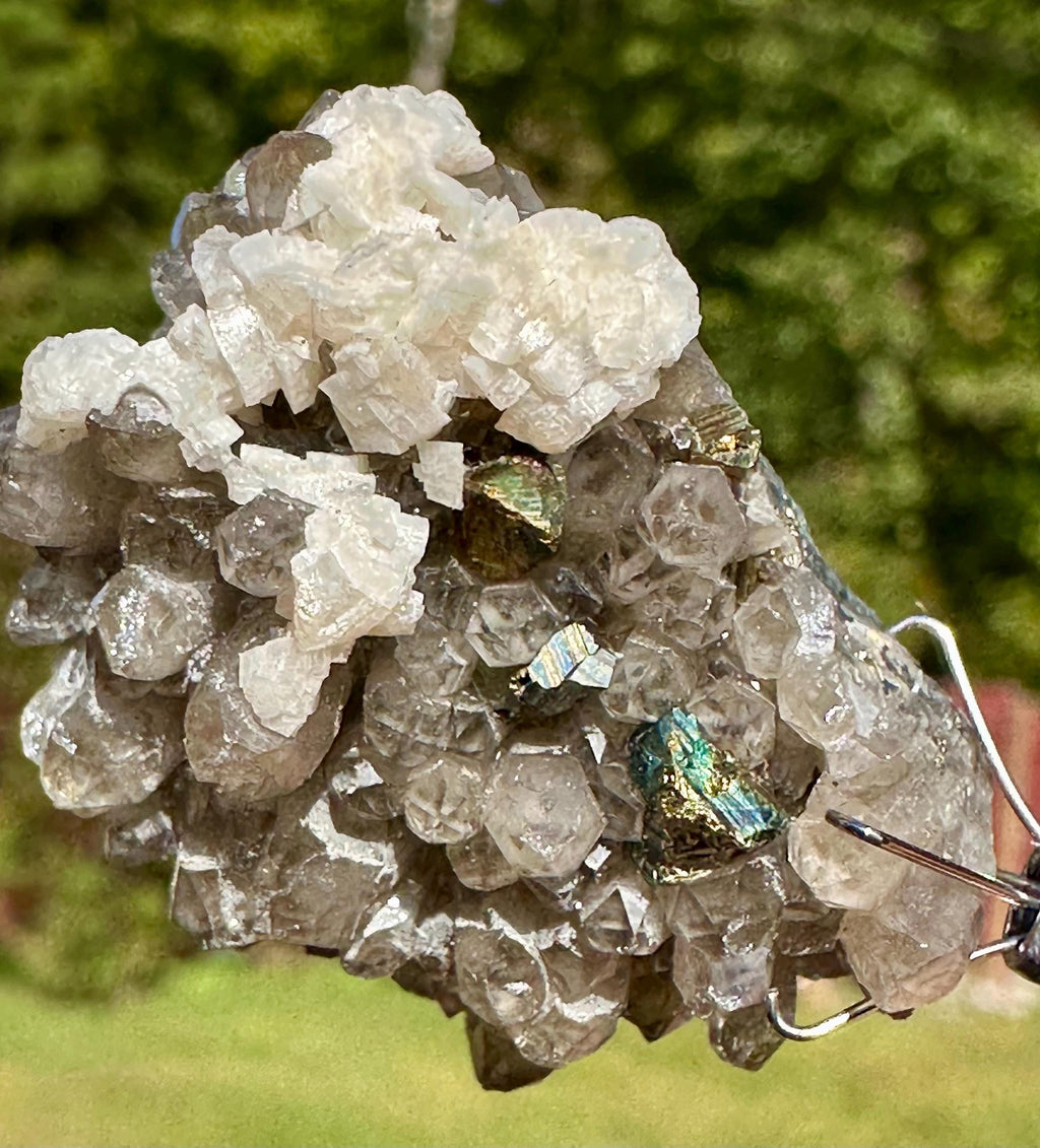 22 Grams Smoky Rare Columnar Calcite with Dolomite & Chalcopyrite from Guangxi, China