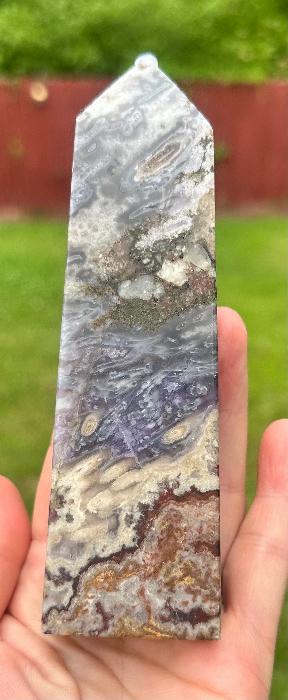 315 Grams Unique and Beautiful Purple Crazy Lace Agate Tower