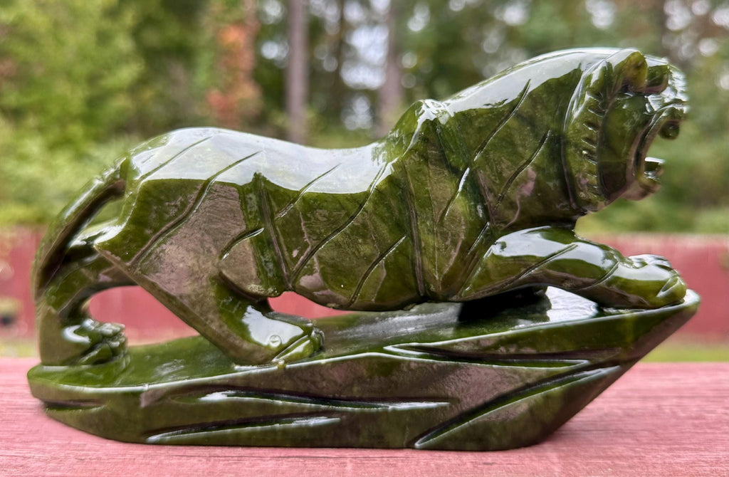 1147 Grams Nephrite Jade Tiger Carving – Guardian of Vitality and Grace