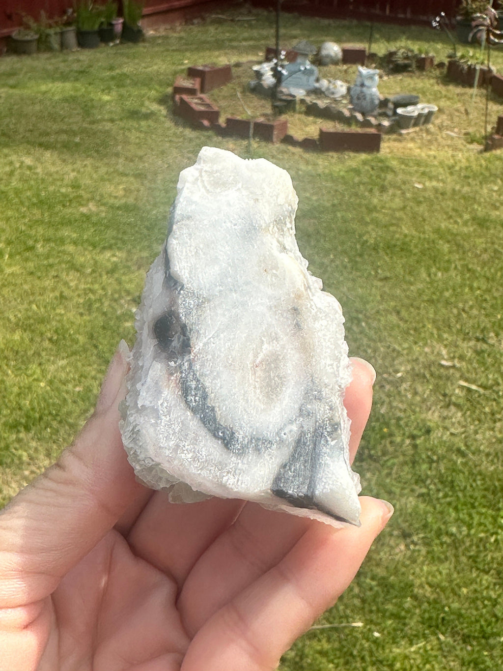 127 Grams Beautiful Light Green Octahedron with Purple Phantoms over White Quartz