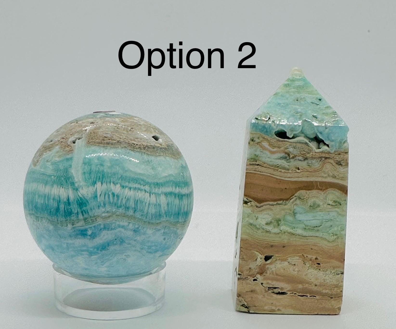 Blue Hemimorphite Crystal Set - Sphere & Tower Duo