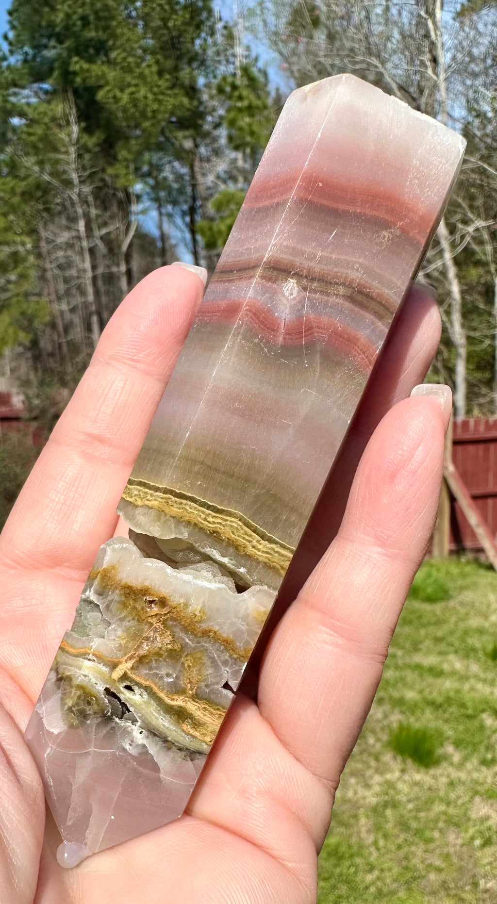 Pink Banded Calcite Sphere and Tower Set, Pakistan