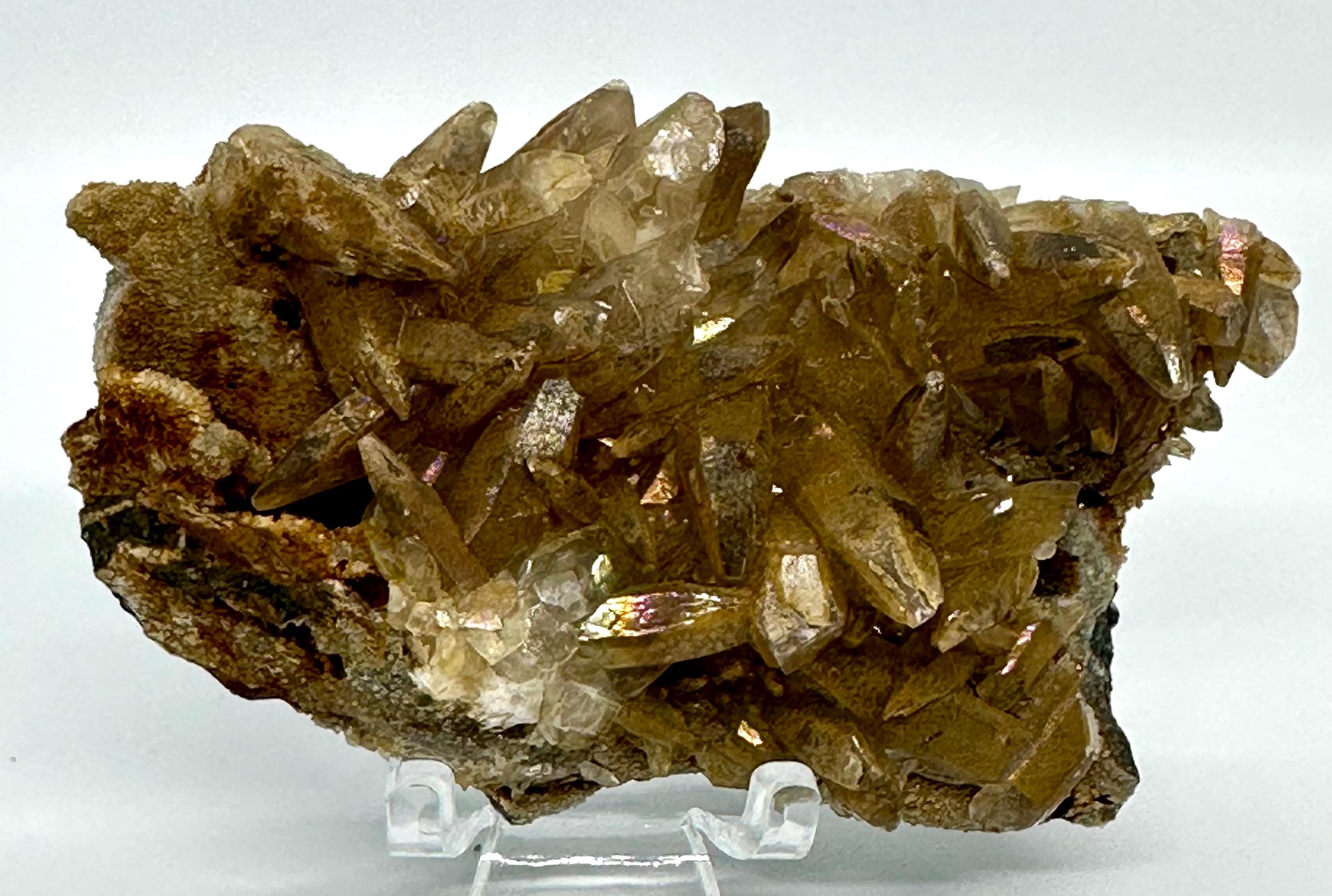 92 Grams Iridescent Dogtooth Calcite Cluster from South Africa