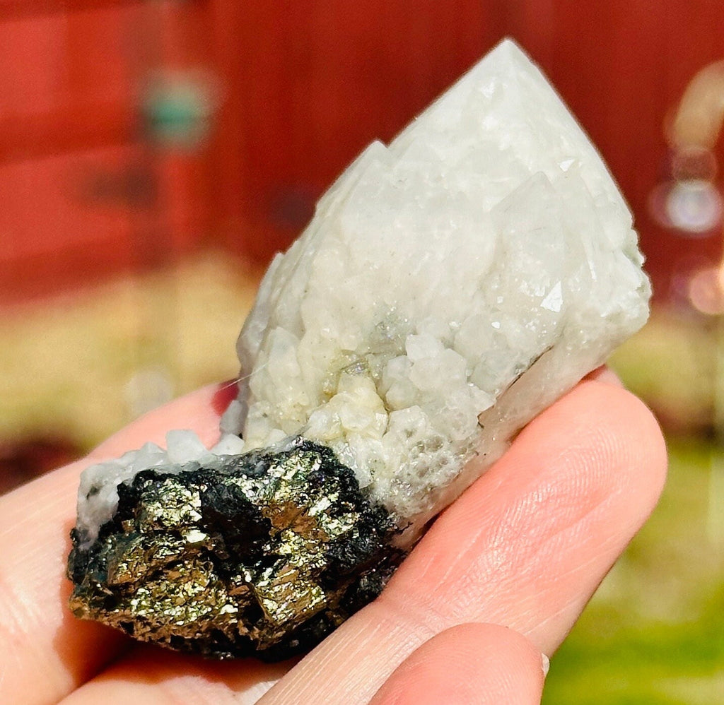 51 Grams Candle Quartz on a Chalcopyrite over Spharelite Matrix from Madagascar