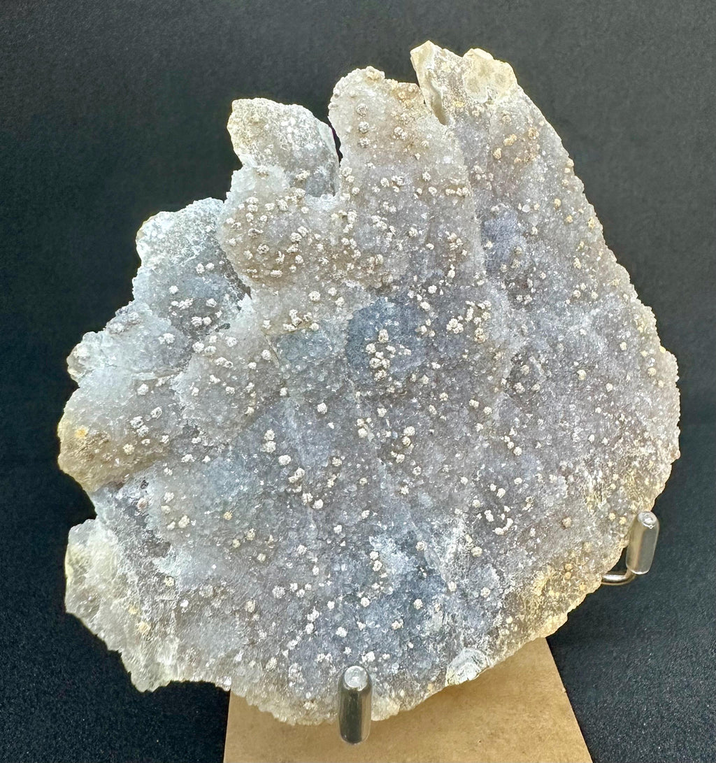 121 grams Drusy Blue‑Grey Chalcedony Slab with Barite “Stars” from Brazil