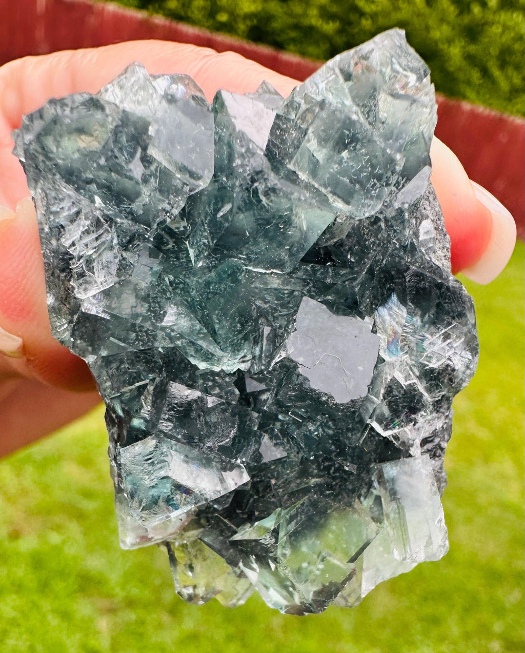 78 Grams Light Transparent Green Cubic Fluorite Mini Cluster: Heart Healer and Focus Stone Embrace