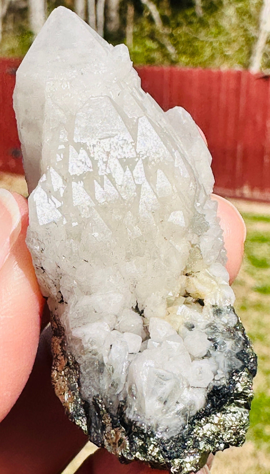 51 Grams Candle Quartz on a Chalcopyrite over Spharelite Matrix from Madagascar