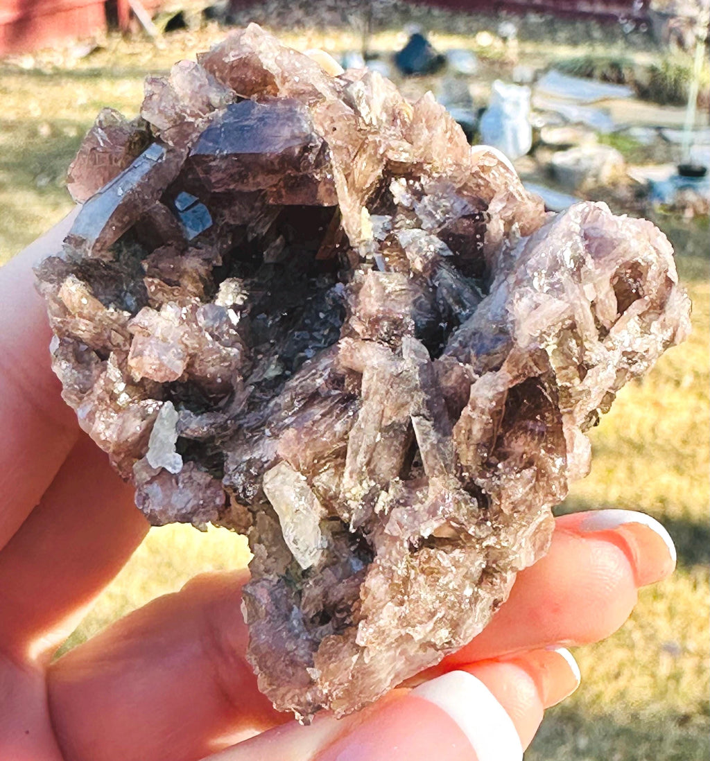 155 grams of Axinite Crystal bunch with Quartz over Epidote matrix from Skardu, Pakistan