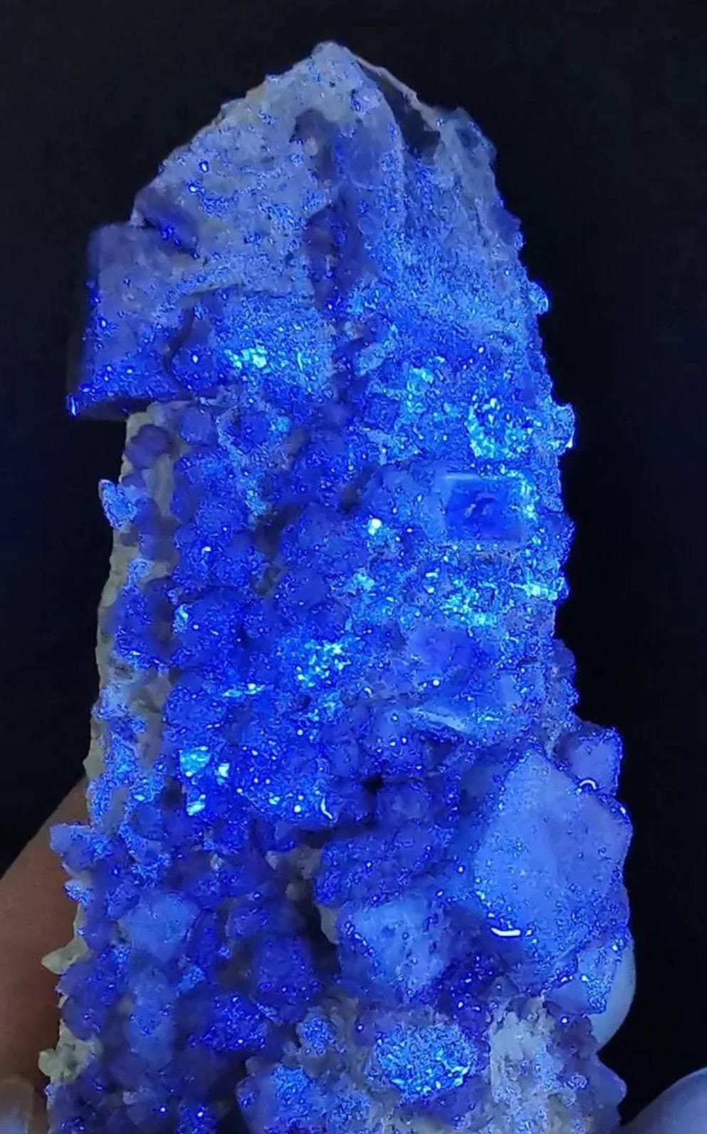 133 Grams DT and ET Natural Green and Purple Octahedron Fluorite over a Second Crystalization Specimen Huanggangliang